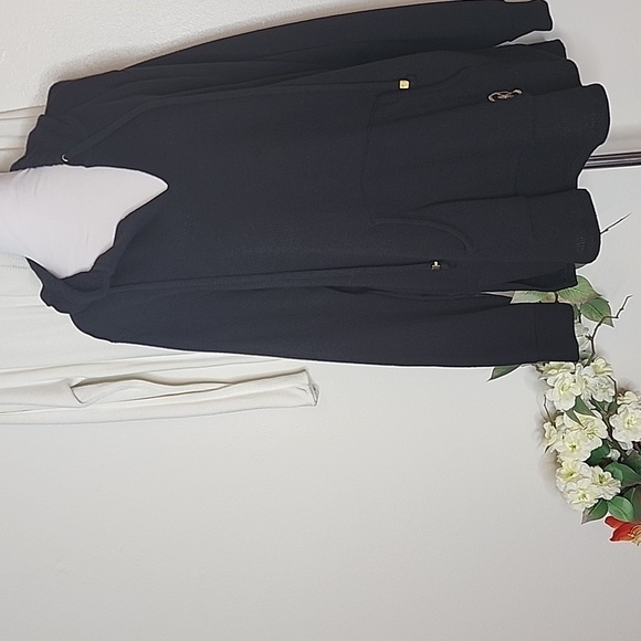 Michael Michael KORS Pullover Knit Tunic Sweater Hoodie Logo Drawstring Spring - Picture 3 of 14